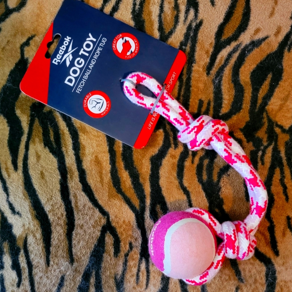 Reebok Dog Pink Tug Toy Ball w/ Rope Ea.